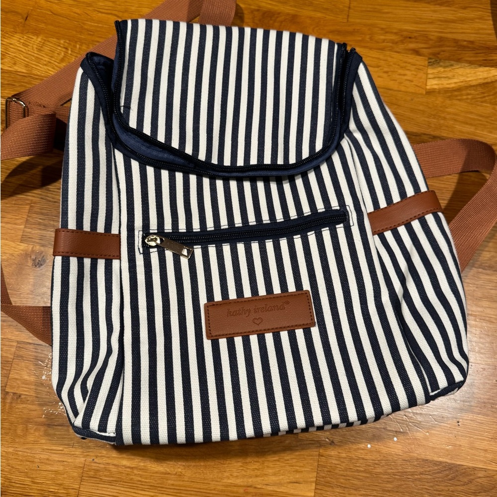 Kathy Ireland Black and White Striped Backpack